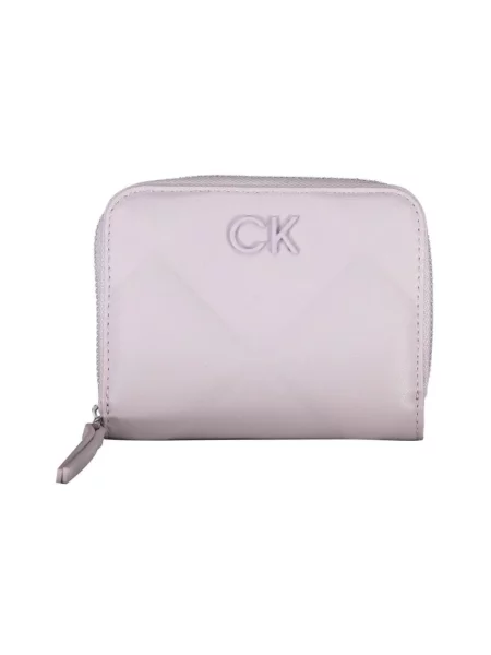 Lniany portfel Calvin Klein elegancki fioletowy