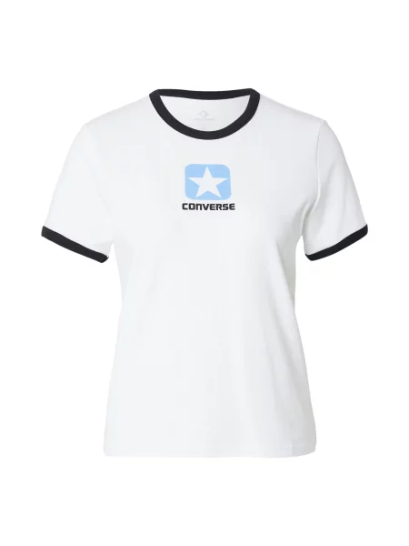 CONVERSE Tricou albastru deschis / negru alb