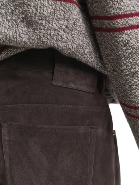 Pantaloni Gant 240 Mulberry Street din piele de căprioară streetstyle maro