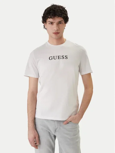 Guess Tricou Colorat alb