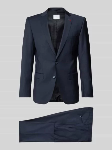 Garnitur o kroju extra slim z mieszanki wełny w jednolitym kolorze Roy Robson granatowy