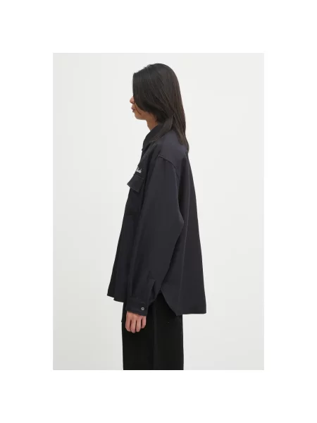 RHUDE koszula Boxy LS Work Shirt relaxed z kołnierzykiem klasycznym czarny