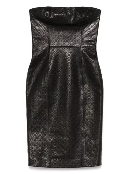 Mała sukienka mini Marine Serre skórzana garniturowa czarna