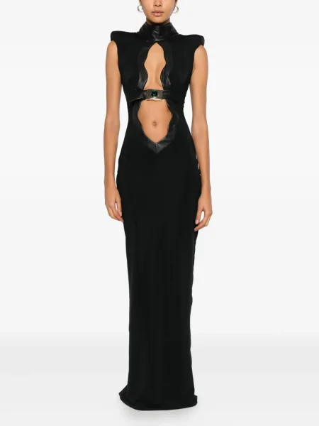 Rochie Mitiliane Couture din piele cu strasuri de costum negru