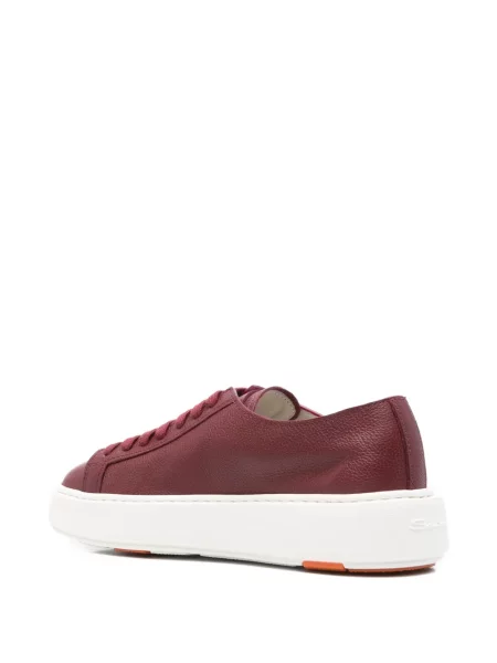 Sneakerși Santoni cu șireturi cu platformă din dantelă roșu
