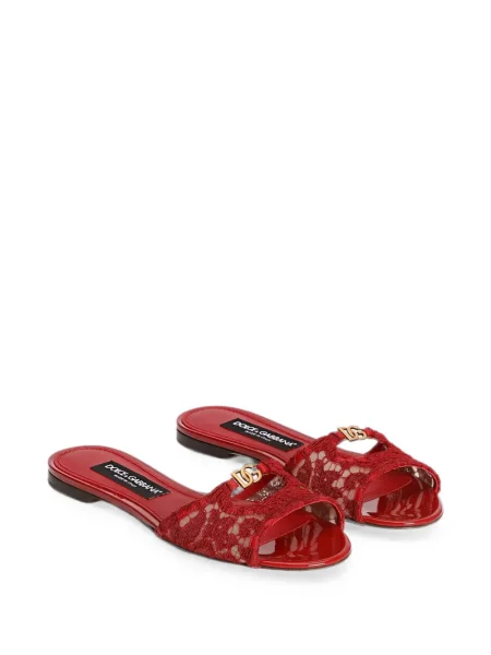 Сандали Dolce & Gabbana без ток с дантела червено