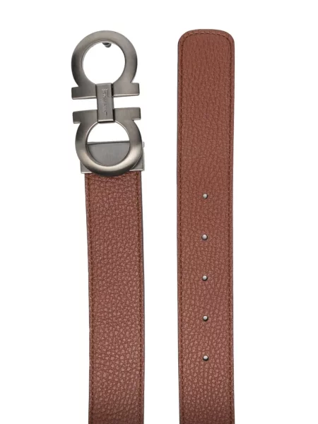 Iš natūralios odos diržas Ferragamo ruda