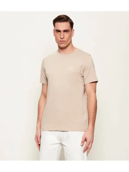 GUESS Tricou grej / alb bej