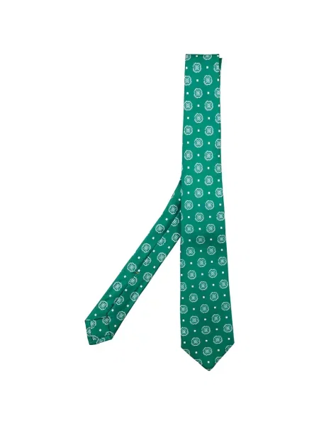 Cravată Kiton cu imprimeu geometric verde