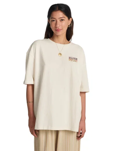 BILLABONG Tricou Floral Rocker albastru deschis / mov lavandă / portocaliu caisă / murdar alb