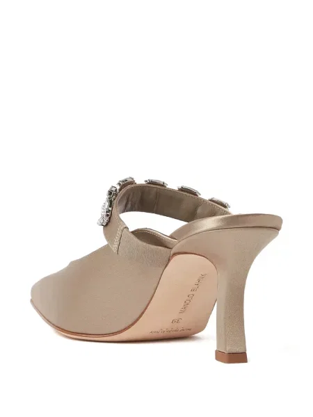 Papuci tip mules Manolo Blahnik de cristal