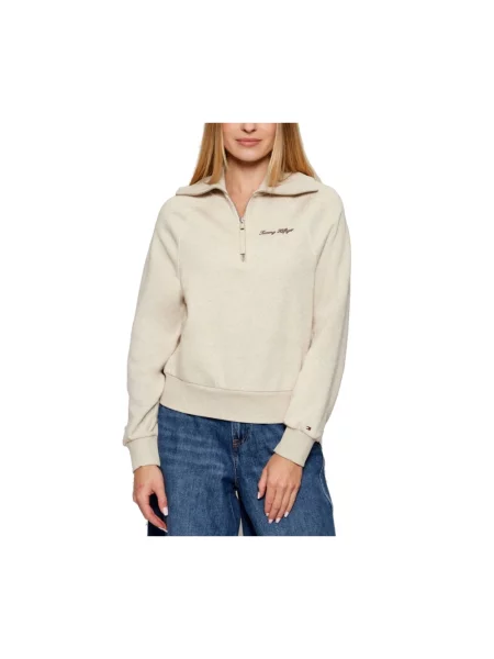 Polar Tommy Hilfiger polarowy klasyczny z zamkiem błyskawicznym do połowy beżowy