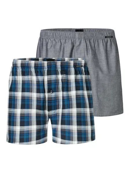 SCHIESSER Boxeralsók kék / fekete fehér