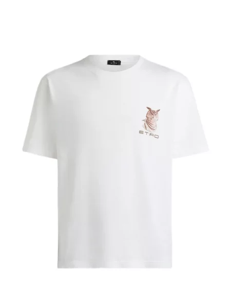 Tricou Etro cu broderie din jerseu alb