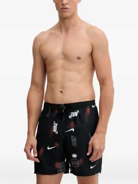 Slip de baie Nike cu cordon cu imagine tricotate albastru