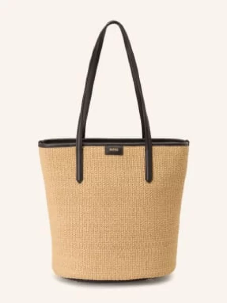 Torba shopper z detal z logo model JALA SHOPPER' Boss beżowa