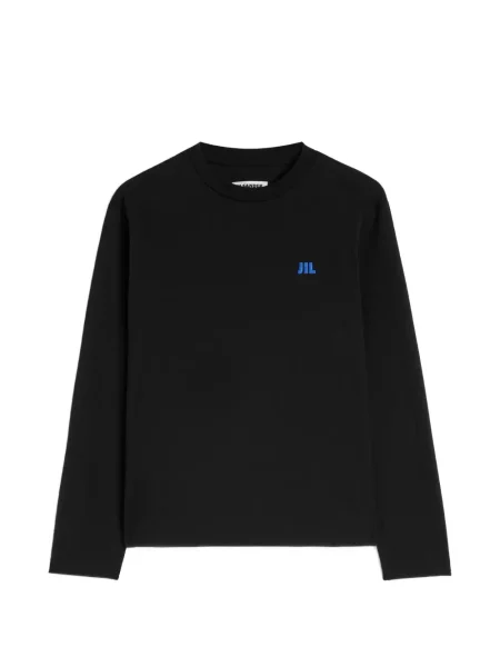 Lung tricou Jil Sander cu broderie negru