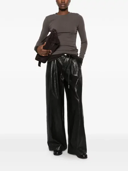 Pantaloni palazzo Eleh din piele negru