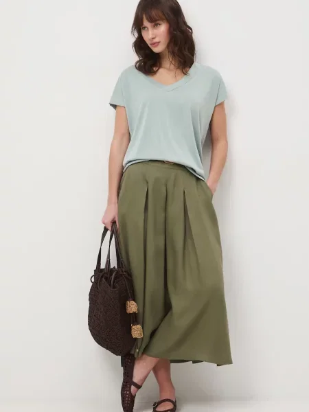 Medicine spódnica plisowana z lyocellu zielona