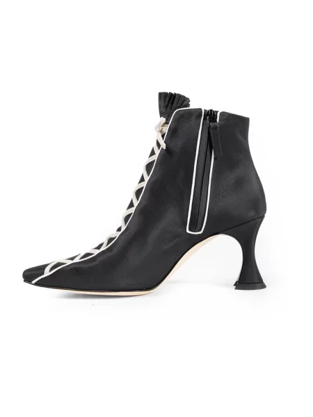Botki Manolo Blahnik skórzane czarne