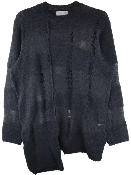 Пуловер Yohji Yamamoto с протрити краища черно