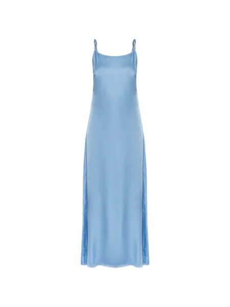 Rochie maxi Samsøe Samsøe cu legături de costum cu bretele albastru