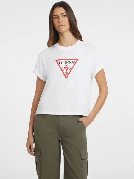 Tricou Guess Jeans clasic scurt alb