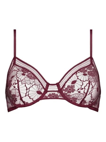 Sutien Eres cu model floral din dantelă violet