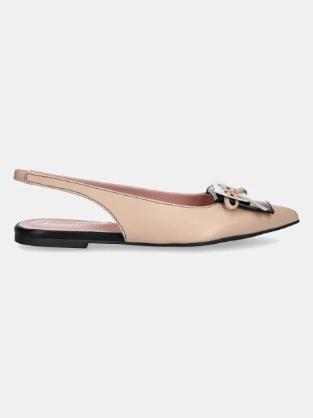 Кожаные балетки Pretty Ballerinas с открытой пяткой бежевые
