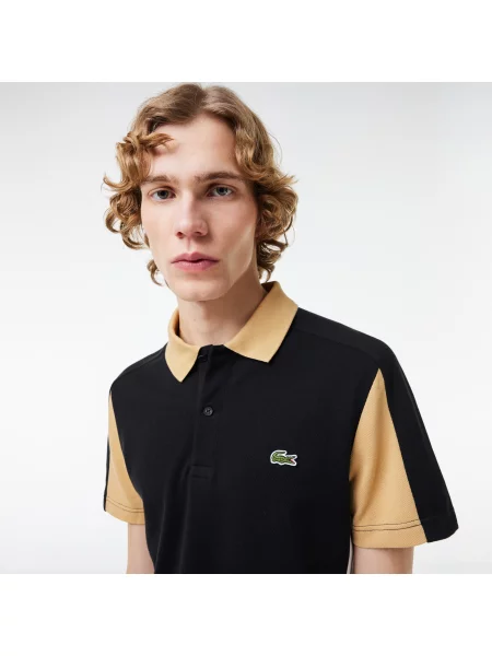 Lacoste Koszulka Polo Z Blokadą Koloru Regular Fit czarna
