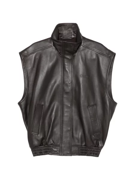 Vestă Balenciaga din piele maro