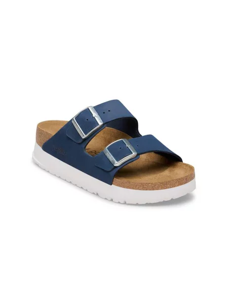Birkenstock Arizona Flex Platform Nubuck Leather Narrow Fit Kobiety Sandały Birkenstock Size: niebieski