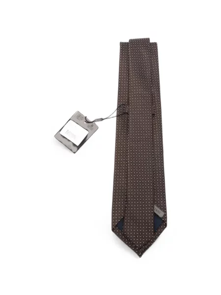 Cravată Corneliani de mătase cu imprimeu geometric maro