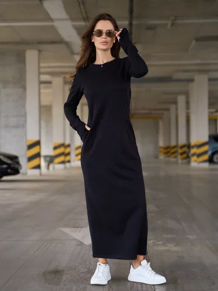 Сукня максі ISSA Plus ангора чорний
