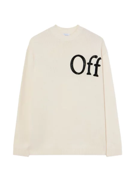 Pulover Off-white cu autograf alb
