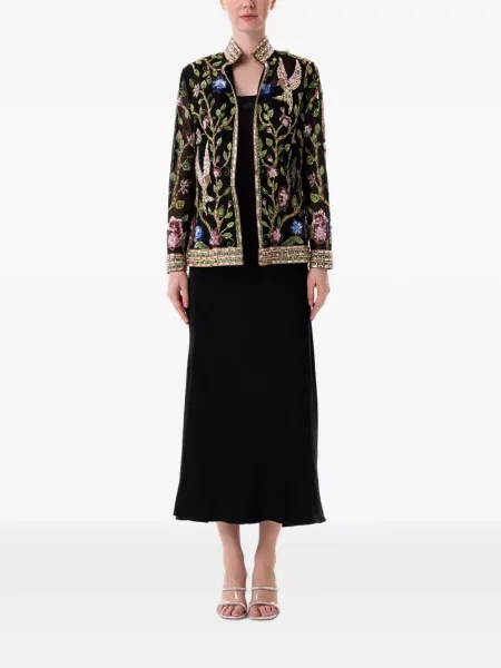 Geacă Dina Melwani cu model floral negru