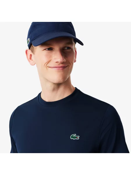 Lacoste T-Shirt Z Okrągłym Dekoltem Regular Fit granatowy