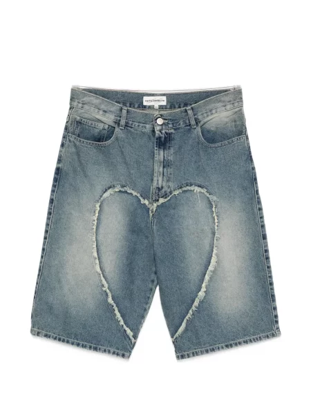 Pantaloni scurți din denim Carne Bollente cu motiv cu inimi albastru