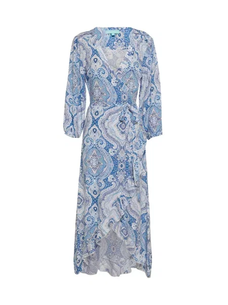 Obleka midi obleka Melissa Odabash s potiskom nad koleni modra