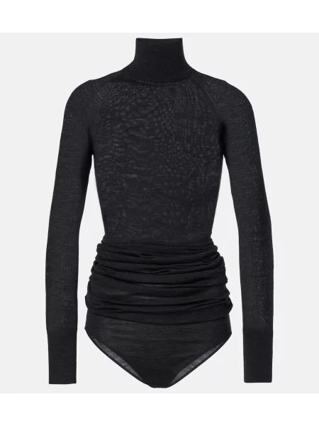 Body Alaïa de lână drapat negru