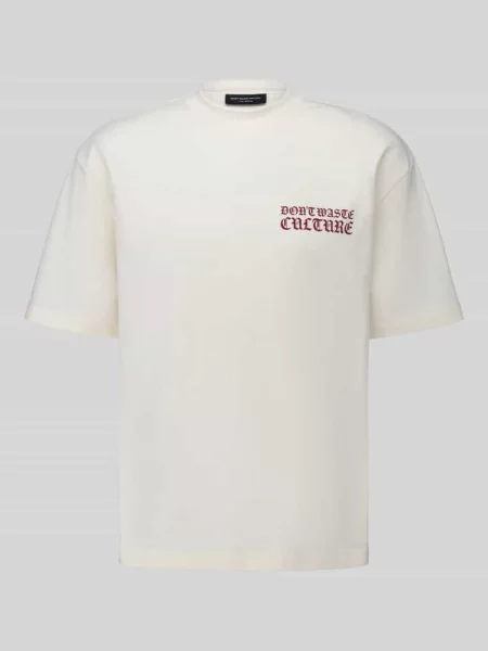 T-shirt z napisem i nadrukiem z tyłu Don't Waste Culture biała