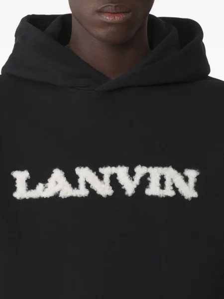 Hanorac cu glugă Lanvin cu broderie negru