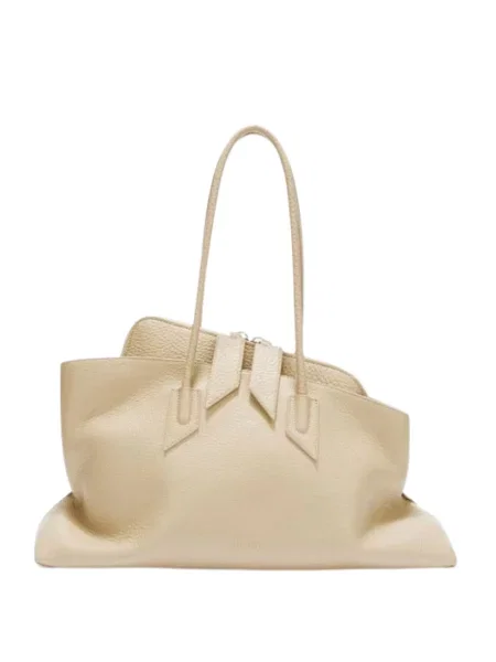 Torebka skórzana The Attico skórzana beżowa