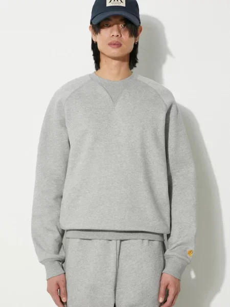 Кофта Carhartt WIP Chase Sweat меланж сірий