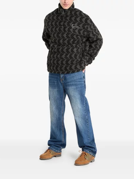 Pulover Karl Kani din fleece negru