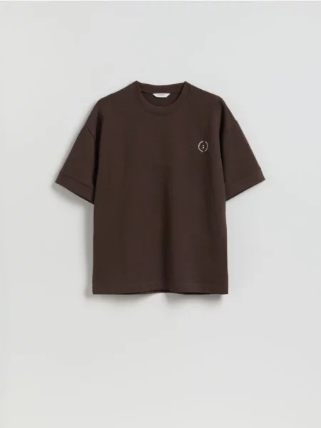 Reserved Tricou boxy cu imprimeu maro