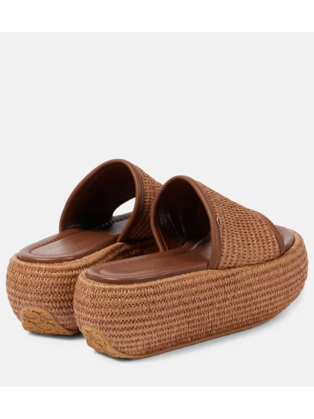 Papuci tip mules Gianvito Rossi din piele cu platformă maro