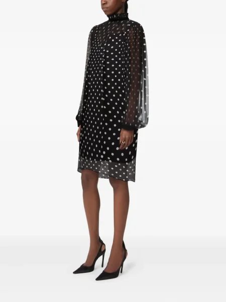 Rochie mini Nina Ricci cu buline cu volane de costum negru