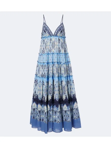 Rochie maxi La Doublej cu imagine albastru