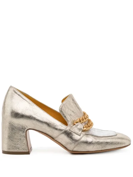 Pantofi loafer Madison.maison cu toc bloc argintiu